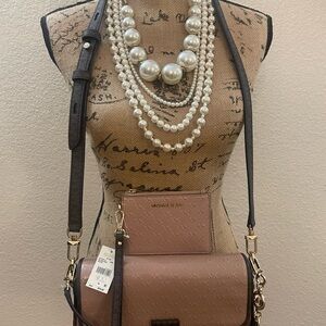 SOLD!!! Michael Kors Brown Crossbody Bag/Wallet with Gold Hardware and Dust Bag.